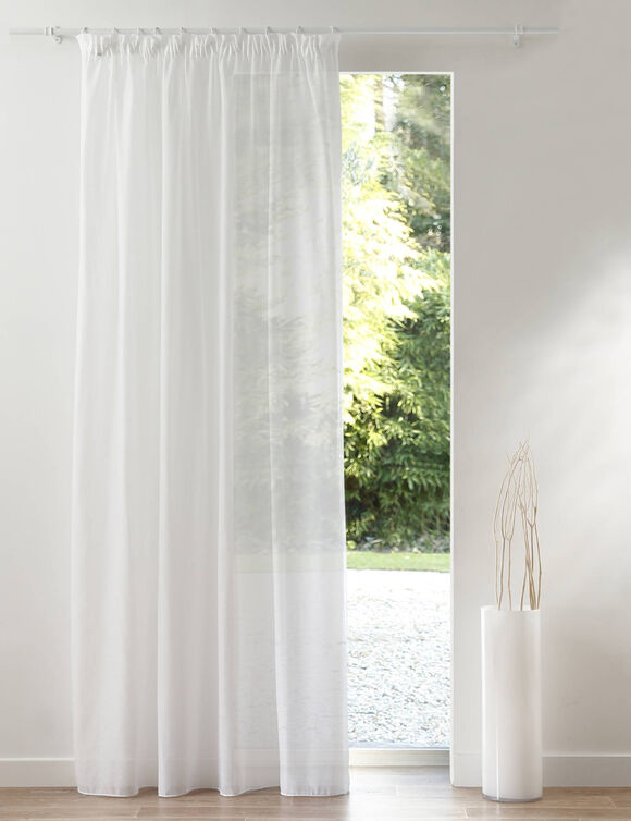 Panneau lin polyester base plombée finition galon fronceur (blanc) Panneau lin polyester base plombée finition galon fronceur (blanc)